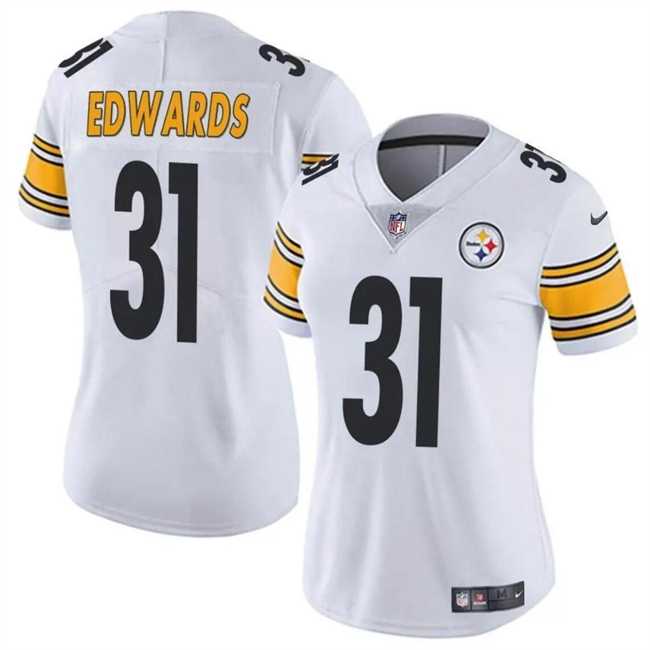Womens Pittsburgh Steelers #31 Daijun Edwards White Vapor Football Stitched Jersey Dzhi->women nfl jersey->Women Jersey